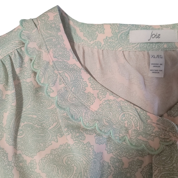 Joie Short Sleeve Scallped Edge Top w/ Paisley Stamp Print - XL - NWT - Picture 5 of 11
